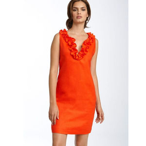 Kate Spade Bonnie Orange Ruffle Neck  Dress S / M